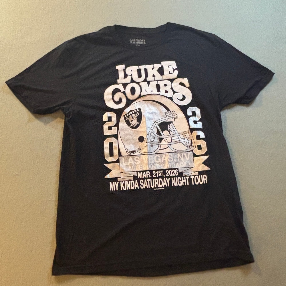 Luke Combs Las Vegas Raiders Mens M Black Concert Tour T-Shirt NFL Country Music